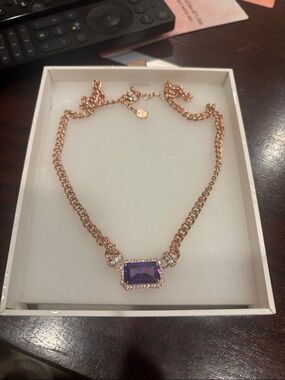 Rose Gold Necklace with Amethyst Pendant